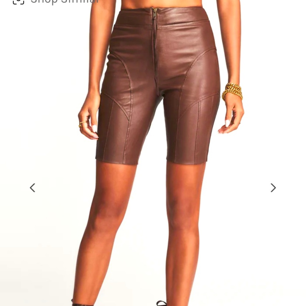 NWT Retrofete revolve Amanda brown leather bike shorts medium